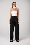 Raine Choker Neck Bodysuit in White, view 1, Bayse Brand