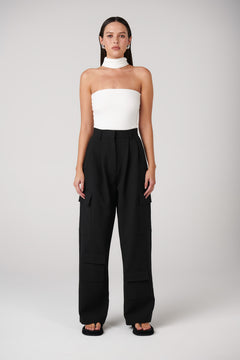 Raine Choker Neck Bodysuit in White, view 1, Bayse Brand