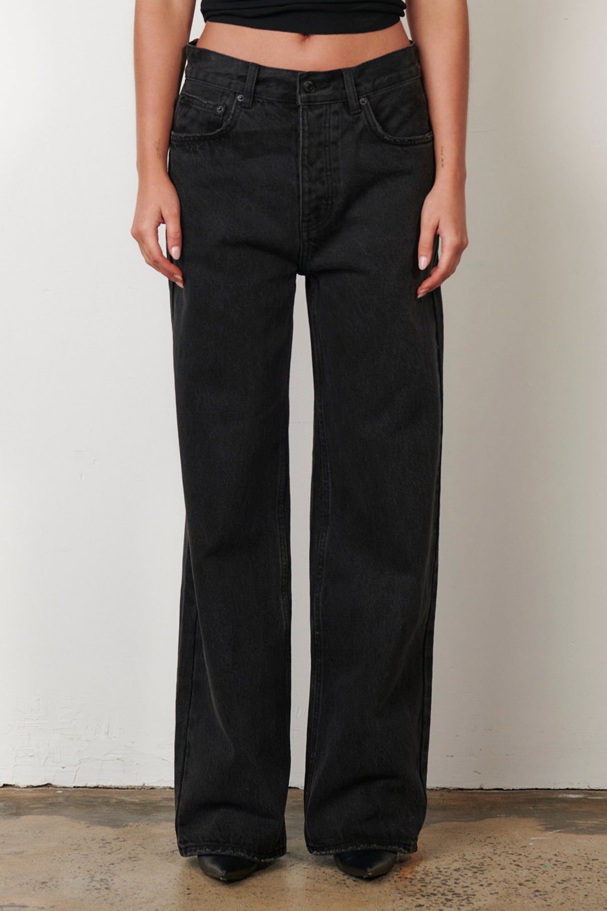 Perry Low Rise Baggy Jean in Backstage Black, view 1, Bayse Brand