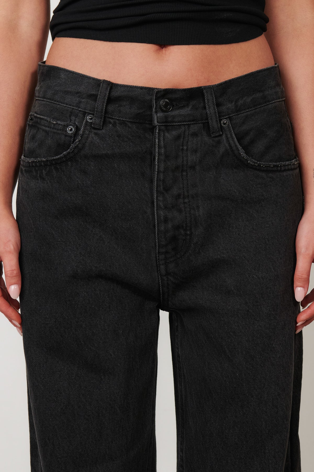 Perry Low Rise Baggy Jean in Backstage Black, view 4, Bayse Brand