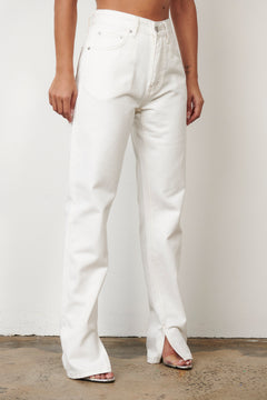 Melrose High Waist Tapered Jean in Geisha White, view 2, Bayse Brand