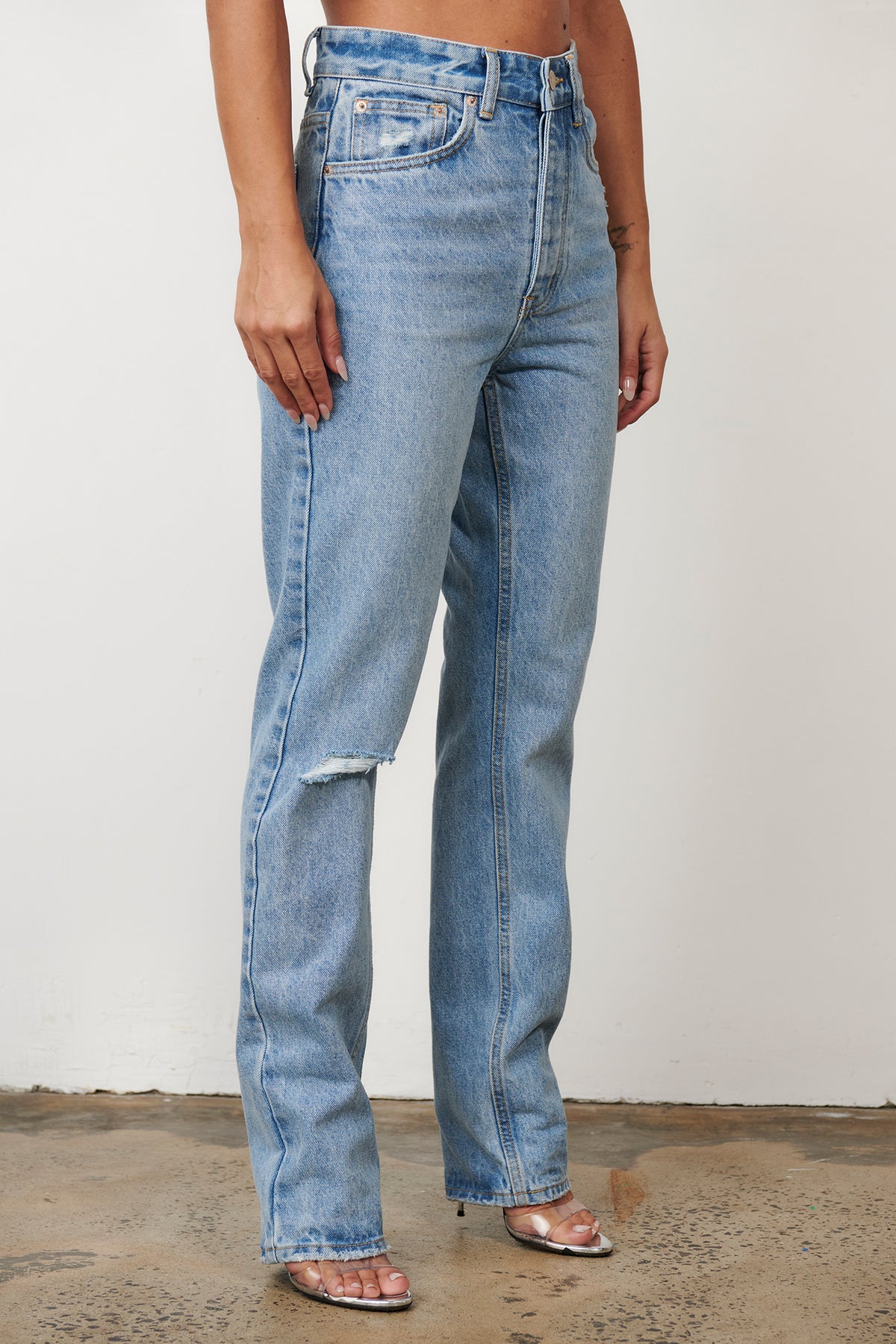 Tyler High Rise Tapered Jean in Pheonix Sun, view 2, Bayse Brand