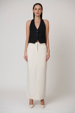 Cori Button Front Open Back Vest in Black, view 1, Bayse Brand