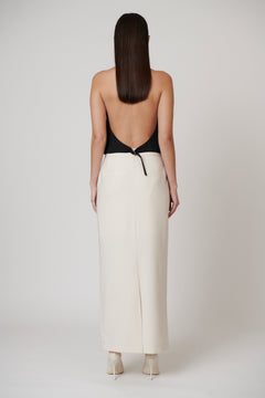 Cori Button Front Open Back Vest in Black, view 3, Bayse Brand