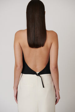 Cori Button Front Open Back Vest in Black, view 6, Bayse Brand