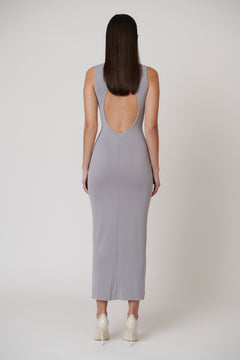 Arietta Twist Cut Out Maxi Dress in Blue Steele, view 3, Bayse Brand