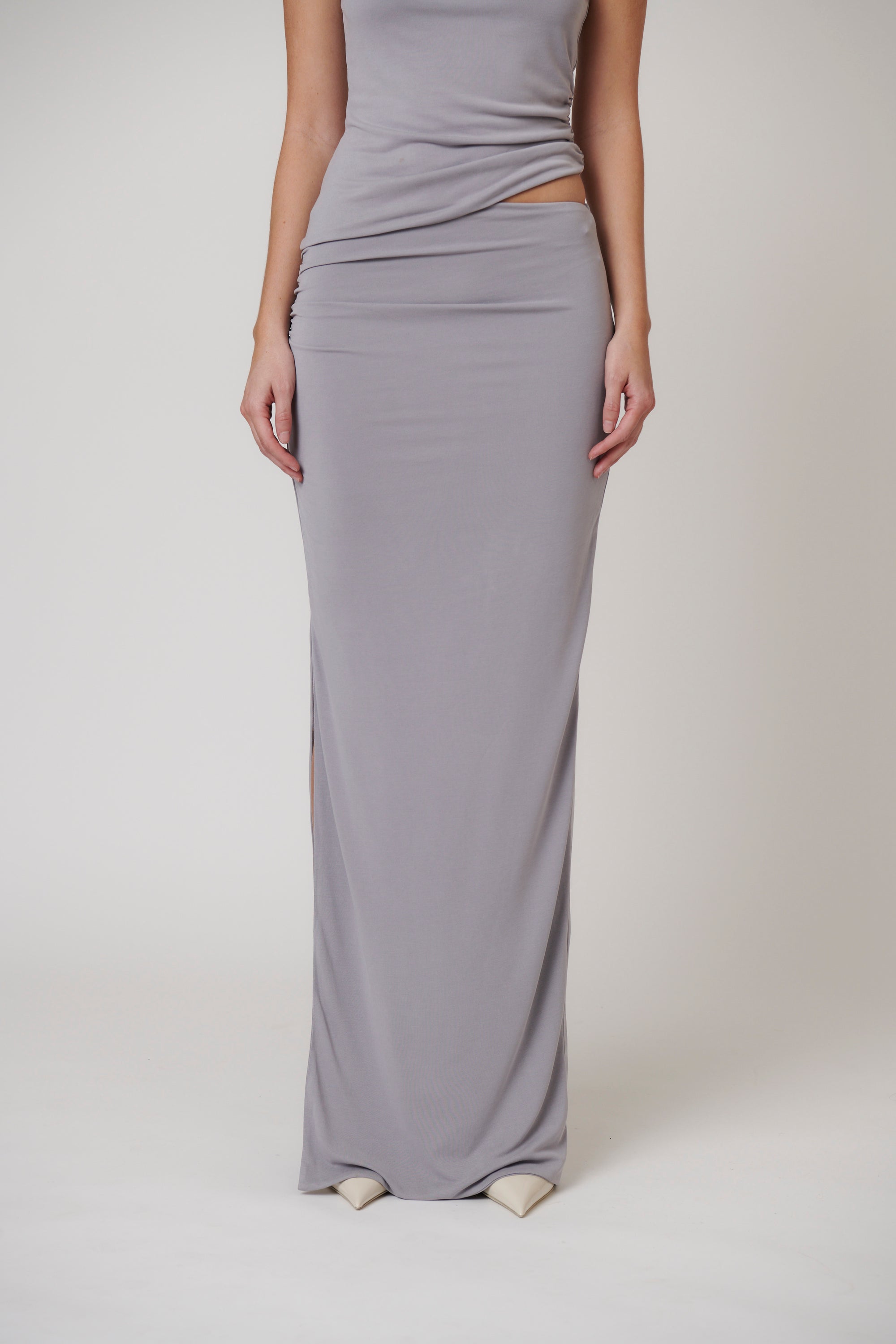 MAIA MAXI SKIRT - BLUE STEEL