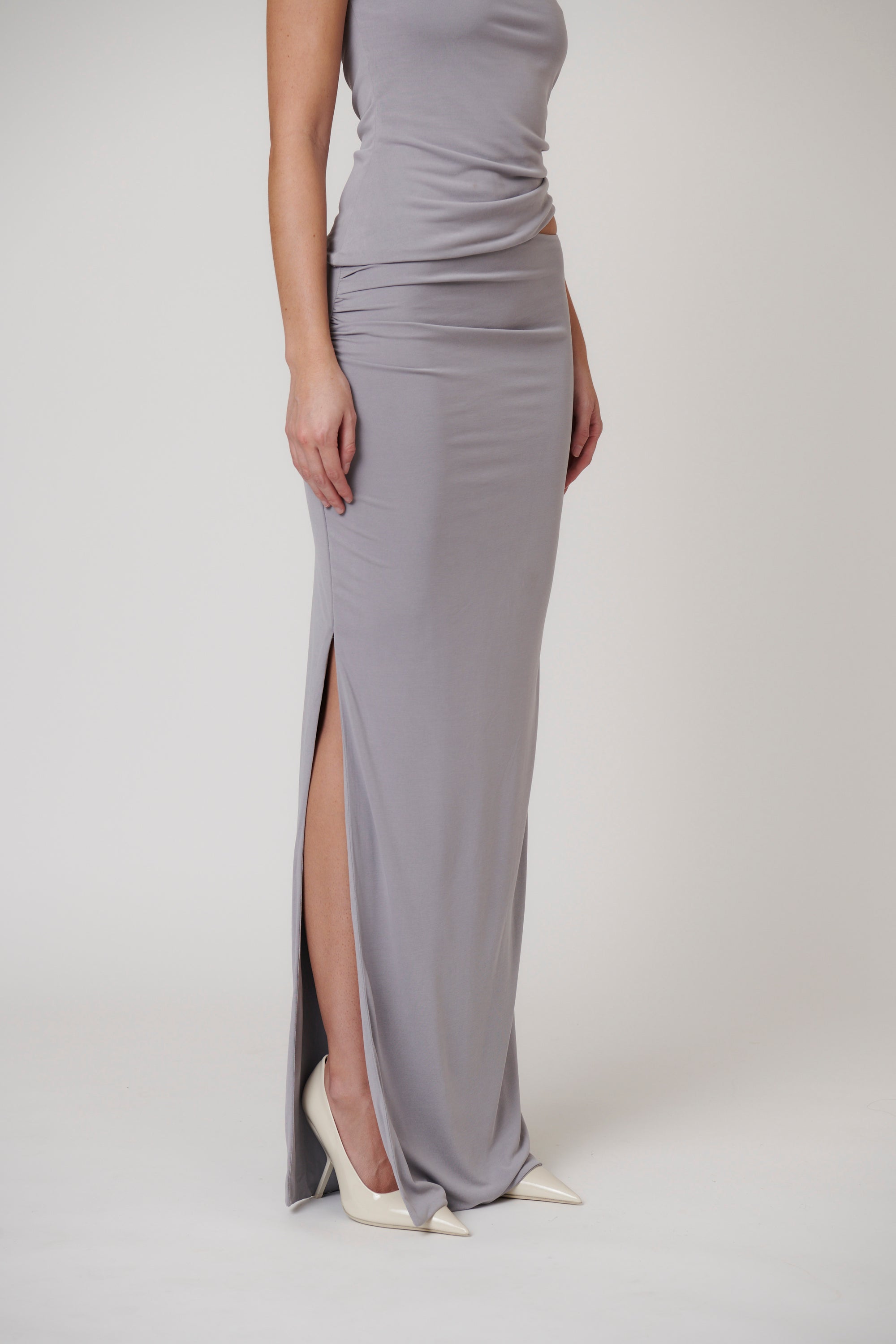 MAIA MAXI SKIRT - BLUE STEEL