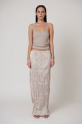 River Split Maxi Skirt in Oyster, view 1, Bayse Brand
