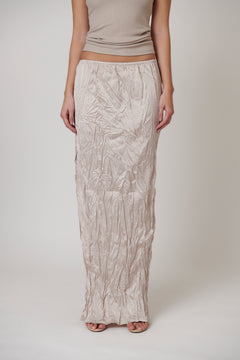 River Split Maxi Skirt in Oyster, view 4, Bayse Brand
