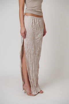 River Split Maxi Skirt in Oyster, view 5, Bayse Brand