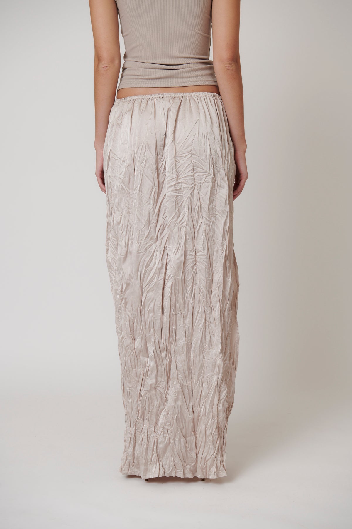 River Split Maxi Skirt in Oyster, view 3, Bayse Brand