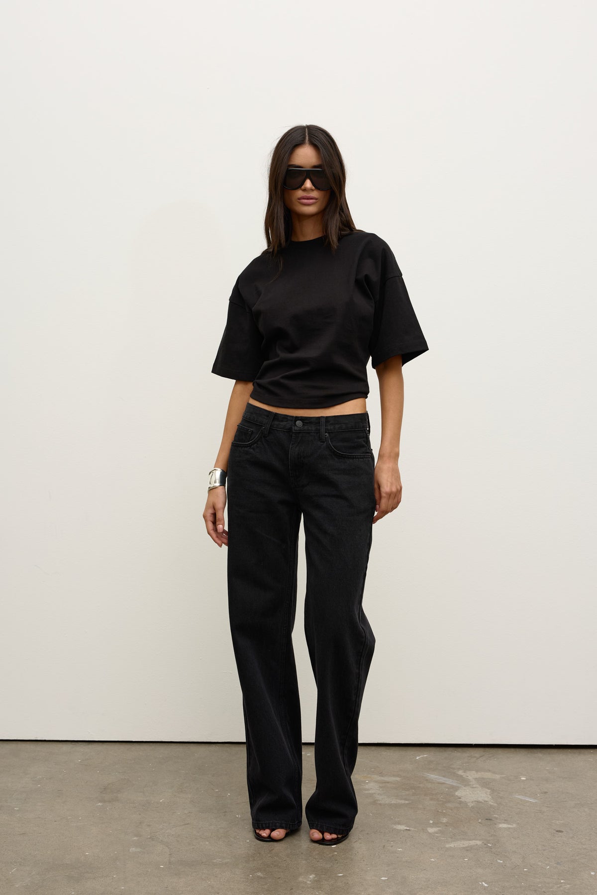 Lex Cotton Crew Neck T-Shirt in Black, view 2, Bayse Brand
