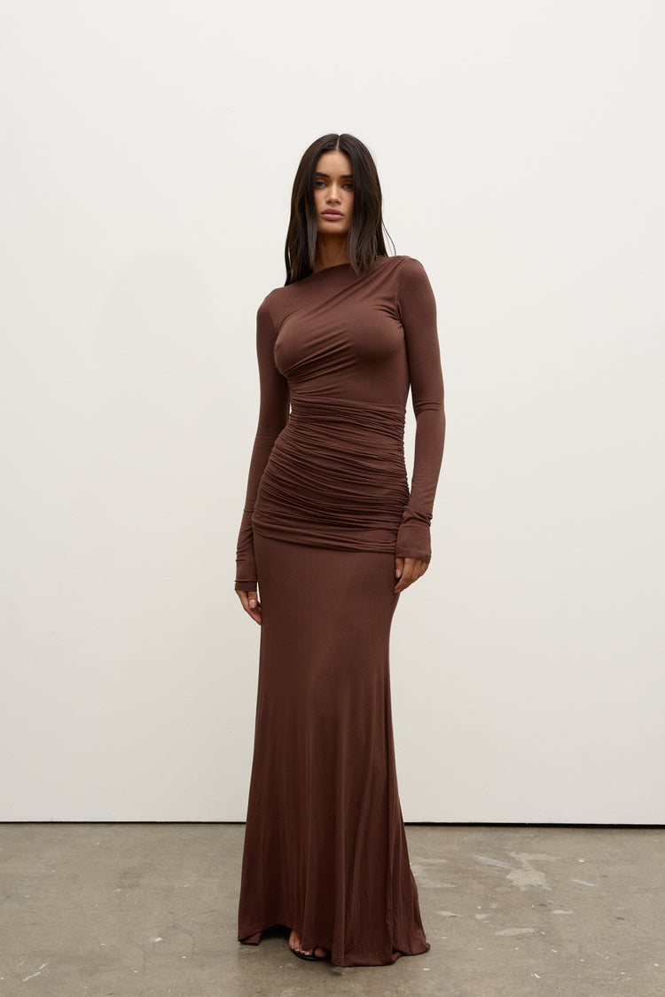 ETTA MAXI DRESS - CHOCOLATE
