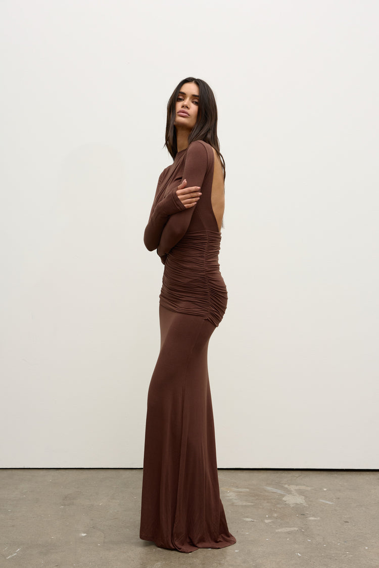 ETTA MAXI DRESS - CHOCOLATE