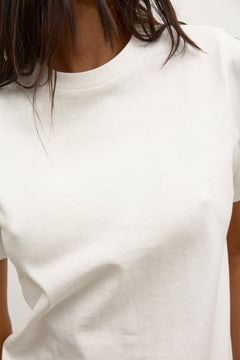 Tess Cotton Crew Neck T-Shirt in White, view 3, Bayse Brand