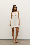 Stacey High Neck Mini Dress in White, view 1, Bayse Brand