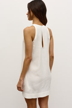 Stacey High Neck Mini Dress in White, view 4, Bayse Brand
