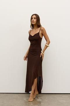 Naya Mesh V Front Maxi Dress in Ash, view 3, Bayse Brand