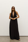 Willow Halter Neck Maxi Dress in Black, view 1, Bayse Brand
