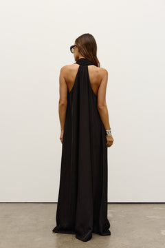 Willow Halter Neck Maxi Dress in Black, view 4, Bayse Brand