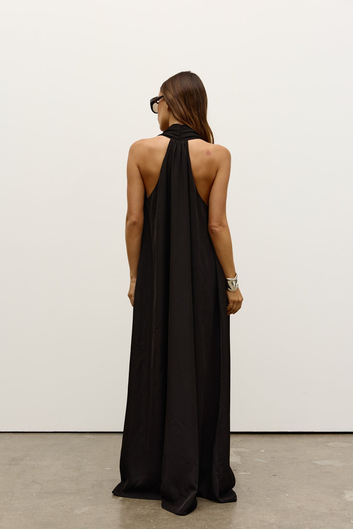 Willow Halter Neck Maxi Dress in Black, view 4, Bayse Brand