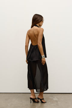 Georgie Sheer Midi Skirt in Black, view 4, Bayse Brand