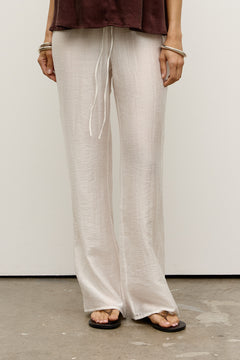 Lior Relaxed Straight Leg Pant in White, view 3, Bayse Brand
