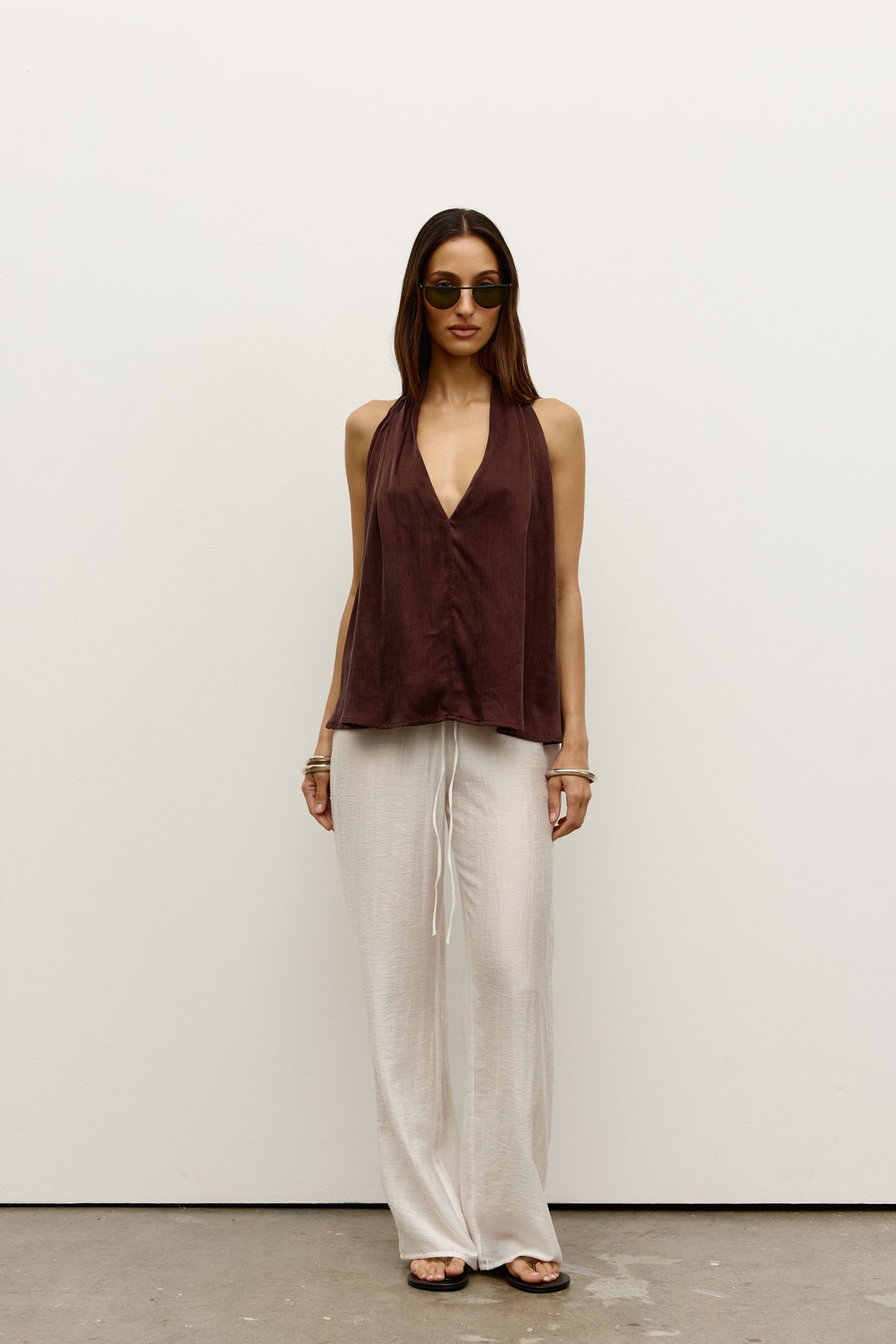 Lior Relaxed Straight Leg Pant in White, view 1, Bayse Brand
