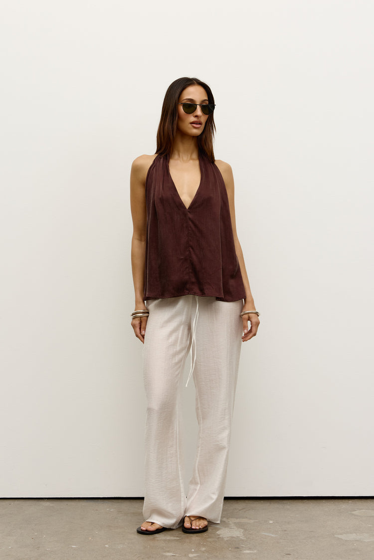 CLEA HALTER TOP - BROWN