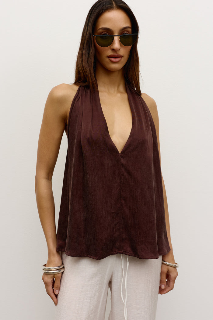 CLEA HALTER TOP - BROWN