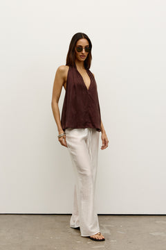 Lior Relaxed Straight Leg Pant in White, view 2, Bayse Brand