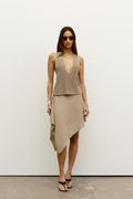 Frankie Textured Knit Wrap Skirt in Camel, view 1, Bayse Brand