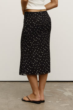 Elle Polka Dot Mesh Midi Skirt in Polka Dot, view 3, Bayse Brand