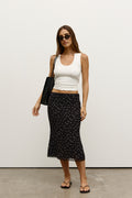 Elle Polka Dot Mesh Midi Skirt in Polka Dot, view 1, Bayse Brand