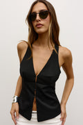 REEVE HALTER TOP - BLACK