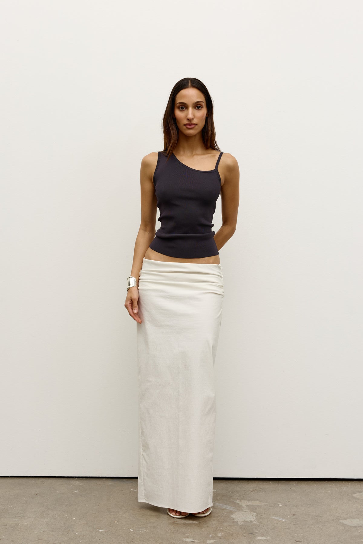 Attard Asymmetric Knit Top in Slate, view 3, Bayse Brand