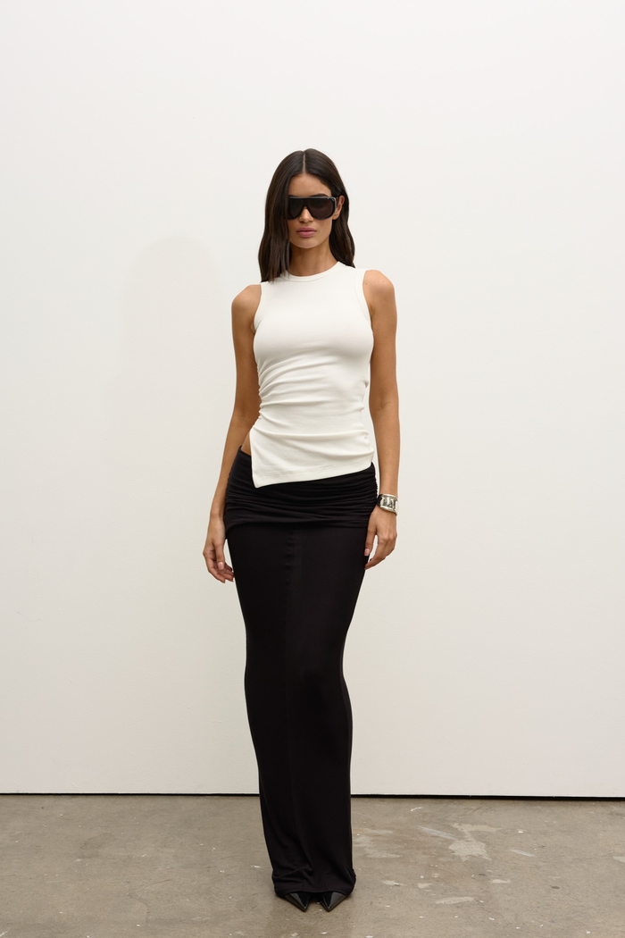 LANA ROUCHED TEE - WHITE