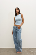 Regan Cotton Stretch Tank Top in Baby Blue, view 1, Bayse Brand