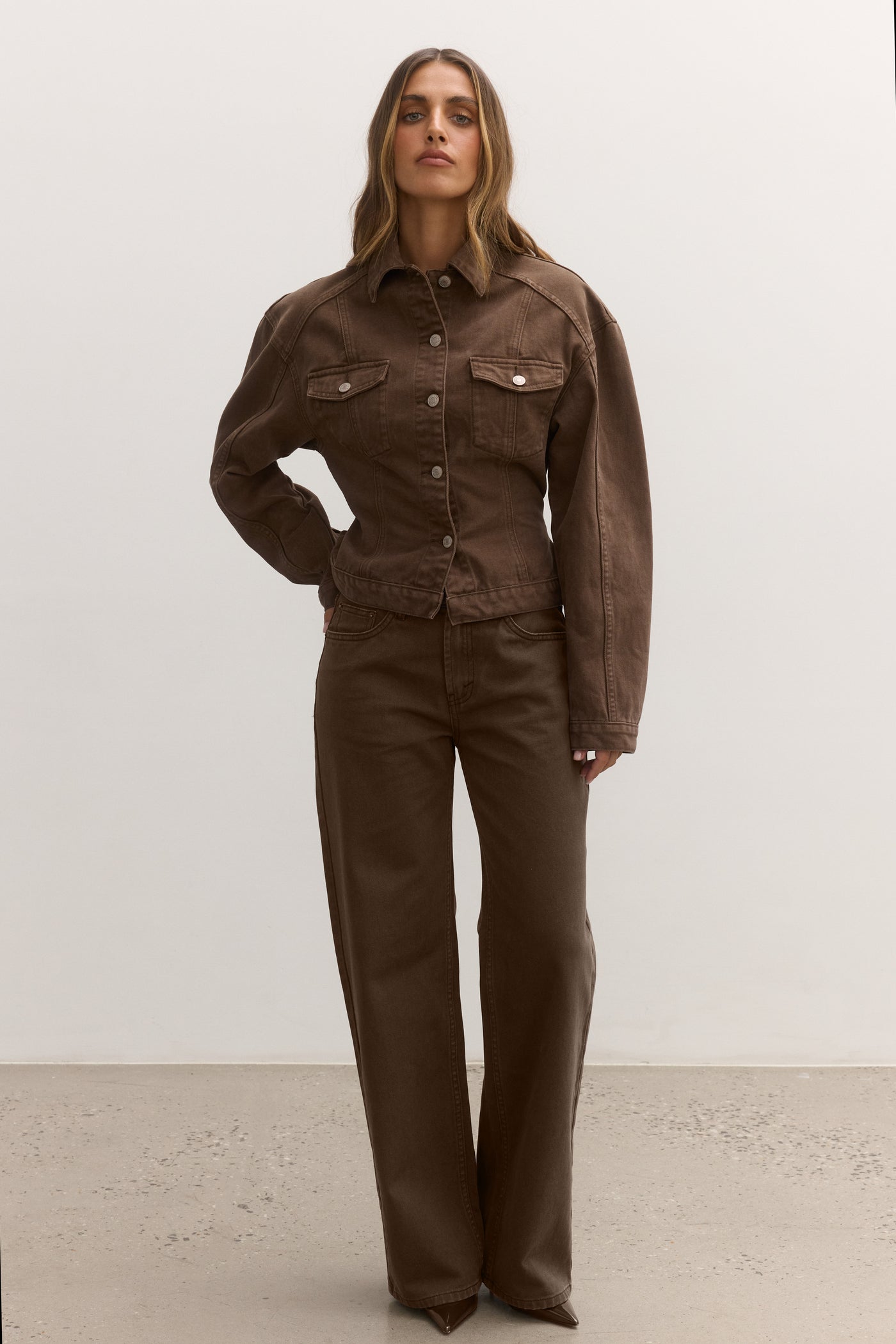 VIOLET DENIM JACKET - CHOCOLATE