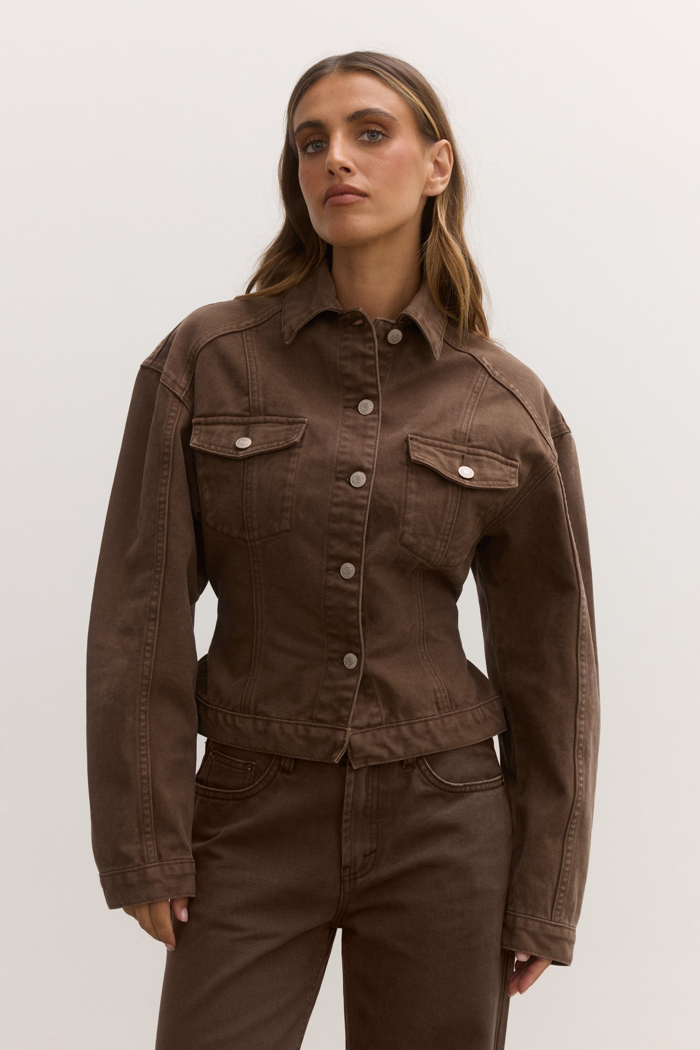 VIOLET DENIM JACKET - CHOCOLATE