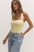 Karlita Halter Bodysuit in Lemon, view 1, Bayse Brand