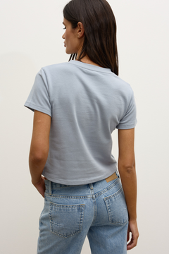 Riley Cropped Crew Neck T-Shirt in Stormi, view 4, Bayse Brand
