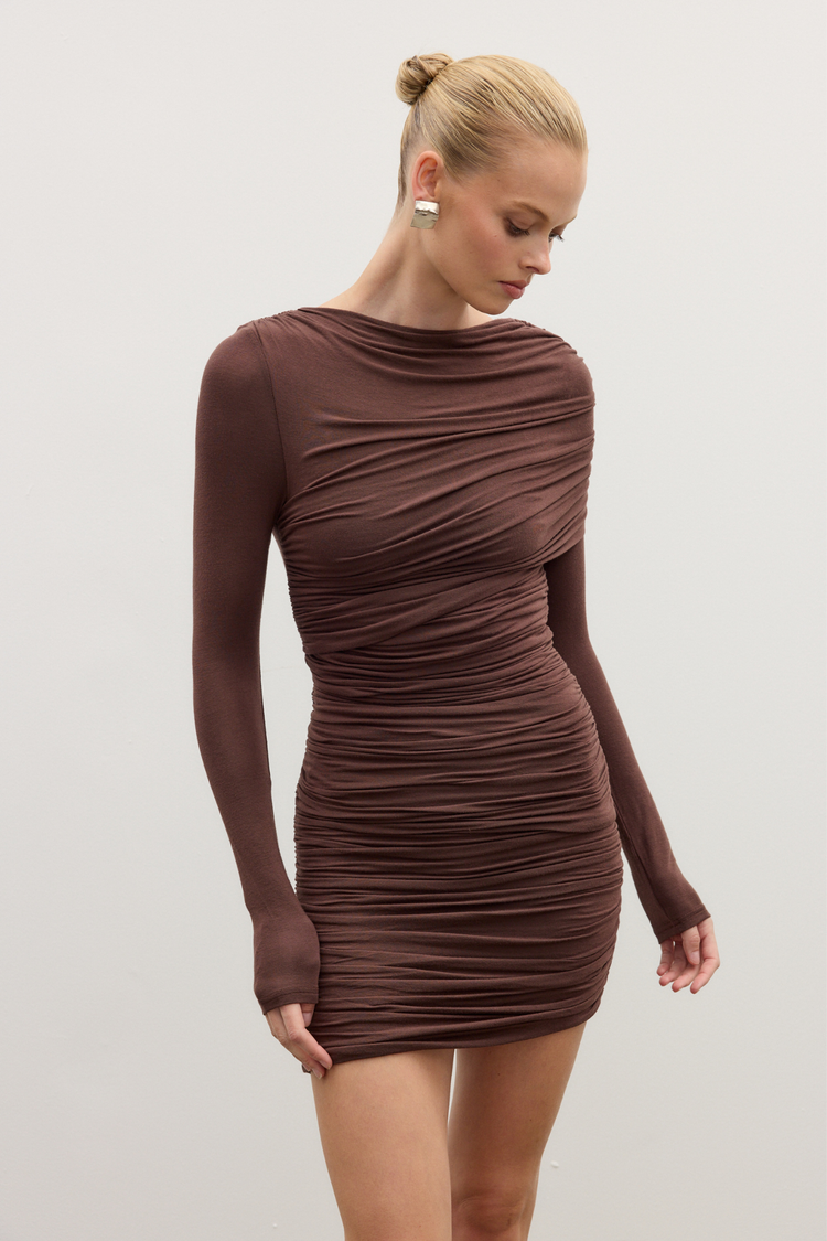 KAI MINI DRESS - CHOCOLATE