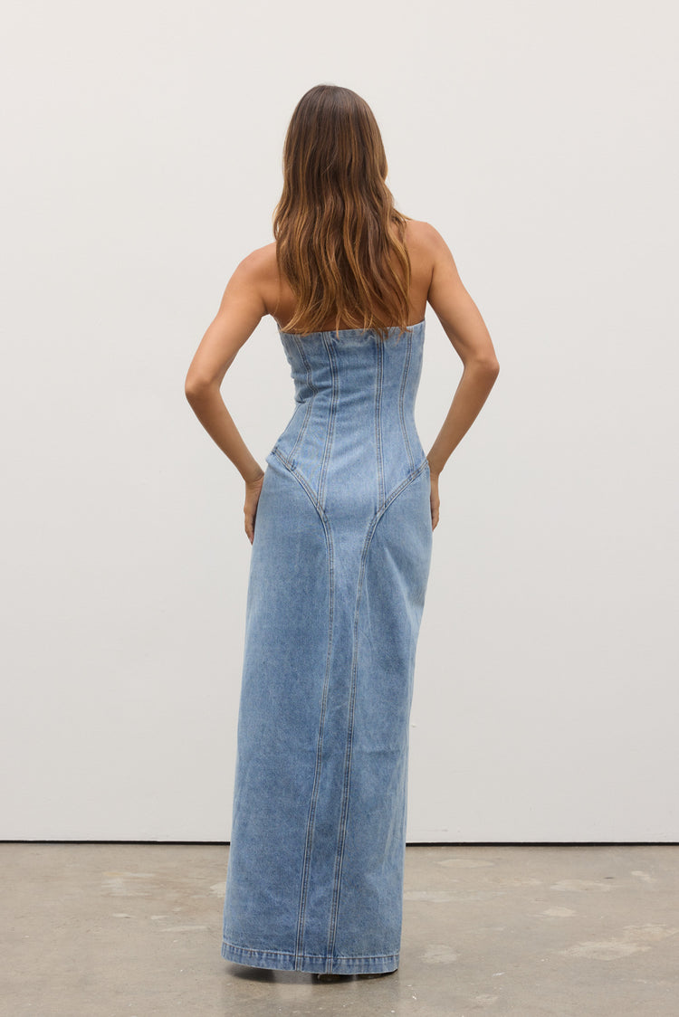 SABINE DENIM DRESS - OAKLAND BLUE