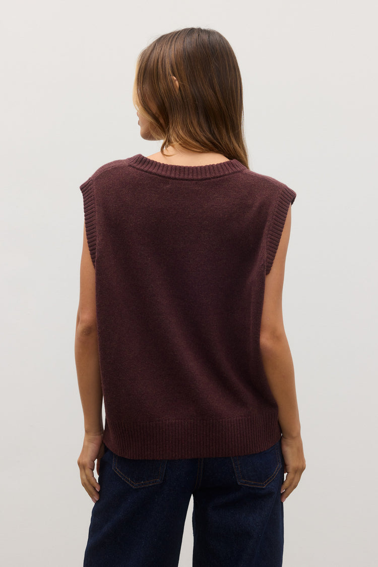 EMBER KNIT VEST - PLUM