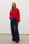 BILLIE V- NECK SWEATER - CHERRY RED