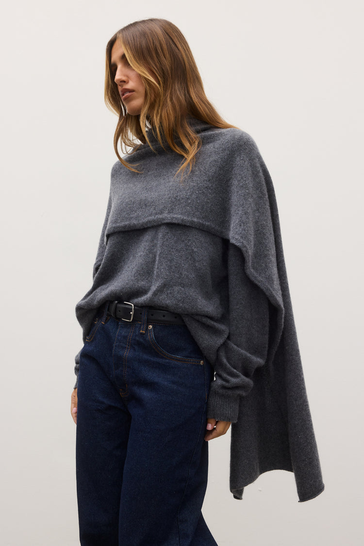 SOBA SCARF -  DARK HEATHER GREY