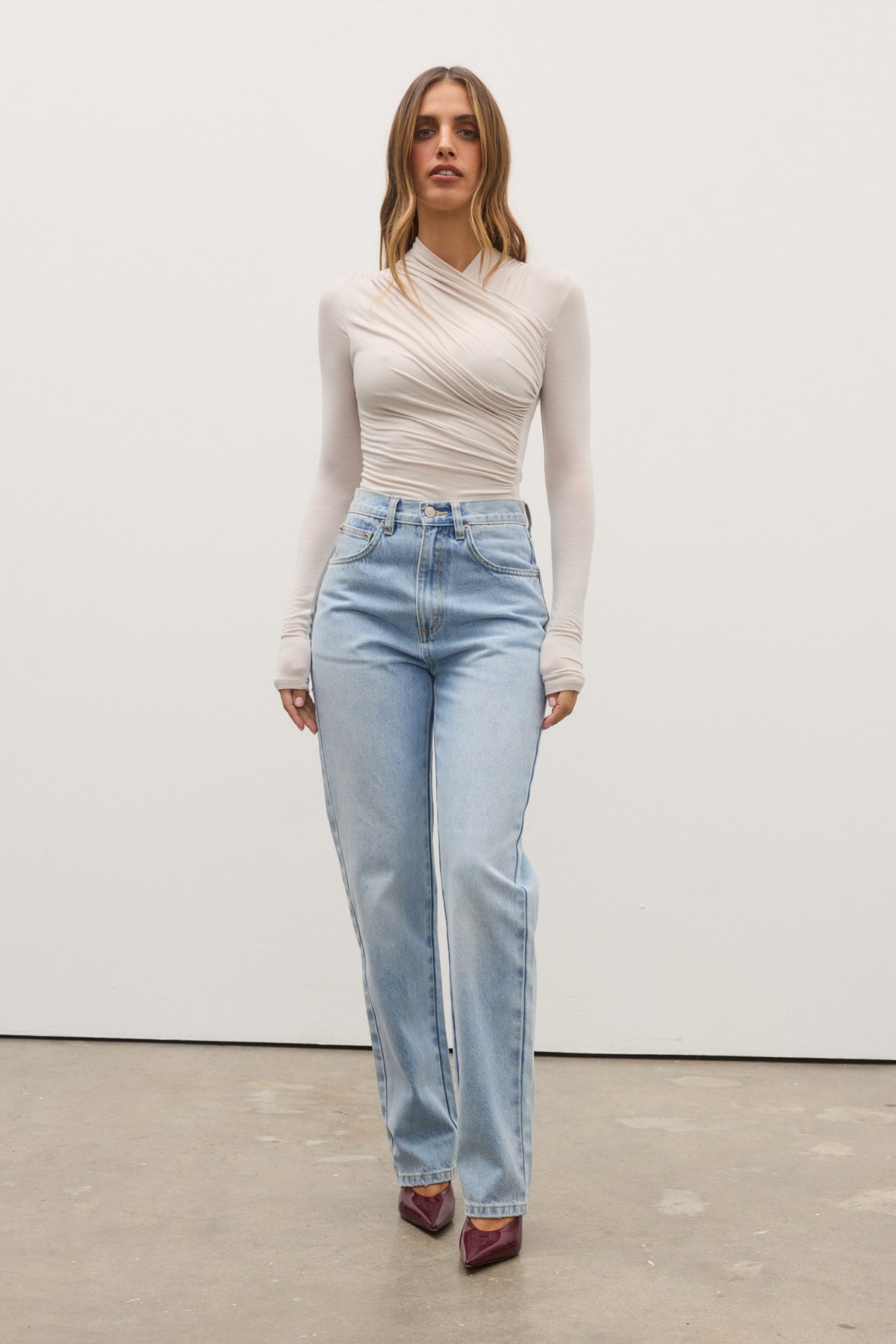 Heidi High Waisted Straight Leg Jean in Atlanta, view 1, Bayse Brand