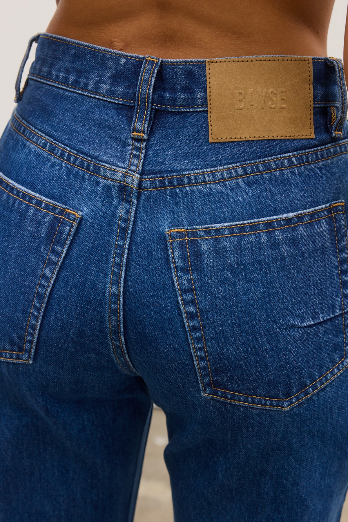 Heidi High Waisted Straight Leg Jean in Denver Blue, view 5, Bayse Brand